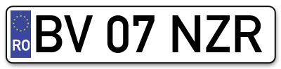 Placuta inmatriculare numar auto  BV-07-NZR, BV 07 NZR, BV07NZR