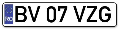 Placuta inmatriculare numar auto  BV-07-VZG, BV 07 VZG, BV07VZG