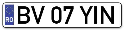 Placuta inmatriculare numar auto  BV-07-YIN, BV 07 YIN, BV07YIN