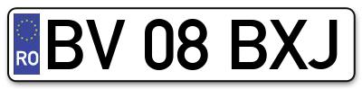 Placuta inmatriculare numar auto  BV-08-BXJ, BV 08 BXJ, BV08BXJ