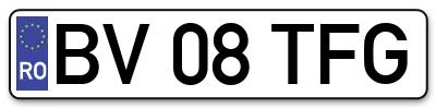 Placuta inmatriculare numar auto  BV-08-TFG, BV 08 TFG, BV08TFG