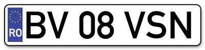 Placuta inmatriculare numar auto  BV-08-VSN, BV 08 VSN, BV08VSN
