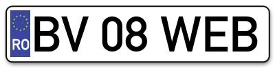 Placuta inmatriculare numar auto  BV-08-WEB, BV 08 WEB, BV08WEB