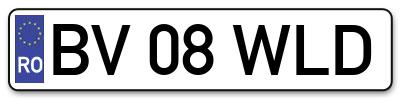 Placuta inmatriculare numar auto  BV-08-WLD, BV 08 WLD, BV08WLD
