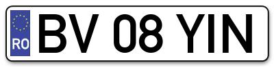 Placuta inmatriculare numar auto  BV-08-YIN, BV 08 YIN, BV08YIN