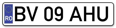 Placuta inmatriculare numar auto  BV-09-AHU, BV 09 AHU, BV09AHU