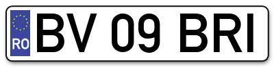 Placuta inmatriculare numar auto  BV-09-BRI, BV 09 BRI, BV09BRI