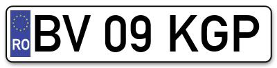 Placuta inmatriculare numar auto  BV-09-KGP, BV 09 KGP, BV09KGP