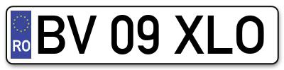 Placuta inmatriculare numar auto  BV-09-XLO, BV 09 XLO, BV09XLO