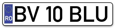 Placuta inmatriculare numar auto  BV-10-BLU, BV 10 BLU, BV10BLU
