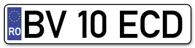 Placuta inmatriculare numar auto  BV-10-ECD, BV 10 ECD, BV10ECD