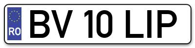 Placuta inmatriculare numar auto  BV-10-LIP, BV 10 LIP, BV10LIP