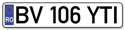 Placuta inmatriculare numar auto  BV-106-YTI, BV 106 YTI, BV106YTI