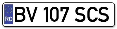 Placuta inmatriculare numar auto  BV-107-SCS, BV 107 SCS, BV107SCS