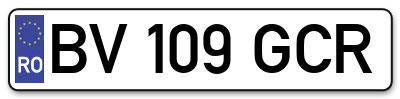 Placuta inmatriculare numar auto  BV-109-GCR, BV 109 GCR, BV109GCR
