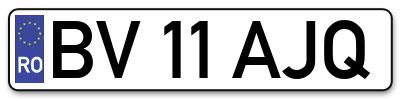 Placuta inmatriculare numar auto  BV-11-AJQ, BV 11 AJQ, BV11AJQ