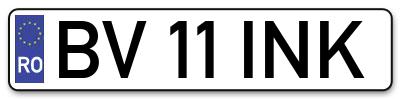 Placuta inmatriculare numar auto  BV-11-INK, BV 11 INK, BV11INK