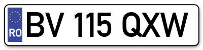 Placuta inmatriculare numar auto  BV-115-QXW, BV 115 QXW, BV115QXW