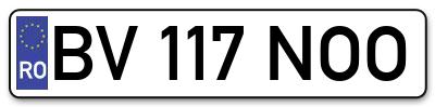 Placuta inmatriculare numar auto  BV-117-NOO, BV 117 NOO, BV117NOO