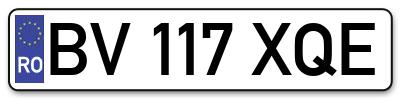 Placuta inmatriculare numar auto  BV-117-XQE, BV 117 XQE, BV117XQE