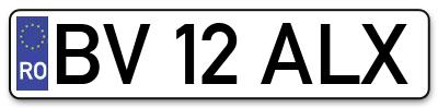 Placuta inmatriculare numar auto  BV-12-ALX, BV 12 ALX, BV12ALX