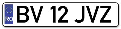 Placuta inmatriculare numar auto  BV-12-JVZ, BV 12 JVZ, BV12JVZ