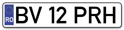Placuta inmatriculare numar auto  BV-12-PRH, BV 12 PRH, BV12PRH