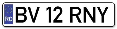 Placuta inmatriculare numar auto  BV-12-RNY, BV 12 RNY, BV12RNY