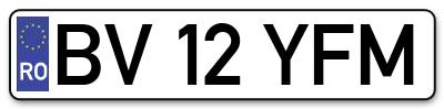 Placuta inmatriculare numar auto  BV-12-YFM, BV 12 YFM, BV12YFM
