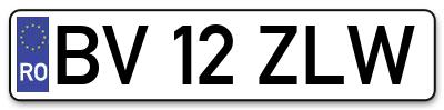 Placuta inmatriculare numar auto  BV-12-ZLW, BV 12 ZLW, BV12ZLW