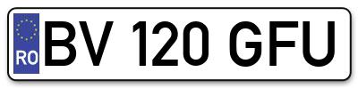 Placuta inmatriculare numar auto  BV-120-GFU, BV 120 GFU, BV120GFU