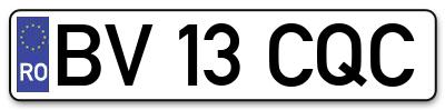 Placuta inmatriculare numar auto  BV-13-CQC, BV 13 CQC, BV13CQC