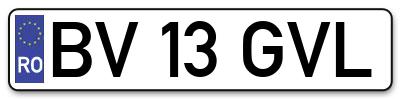 Placuta inmatriculare numar auto  BV-13-GVL, BV 13 GVL, BV13GVL