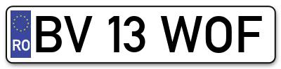 Placuta inmatriculare numar auto  BV-13-WOF, BV 13 WOF, BV13WOF