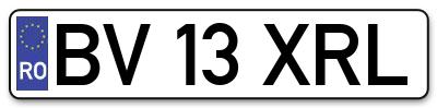 Placuta inmatriculare numar auto  BV-13-XRL, BV 13 XRL, BV13XRL