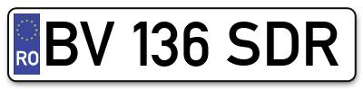 Placuta inmatriculare numar auto  BV-136-SDR, BV 136 SDR, BV136SDR