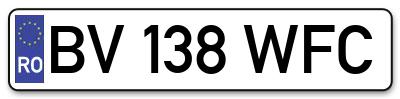 Placuta inmatriculare numar auto  BV-138-WFC, BV 138 WFC, BV138WFC