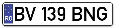 Placuta inmatriculare numar auto  BV-139-BNG, BV 139 BNG, BV139BNG