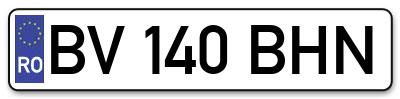 Placuta inmatriculare numar auto  BV-140-BHN, BV 140 BHN, BV140BHN