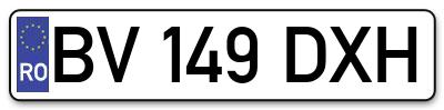 Placuta inmatriculare numar auto  BV-149-DXH, BV 149 DXH, BV149DXH