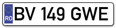 Placuta inmatriculare numar auto  BV-149-GWE, BV 149 GWE, BV149GWE