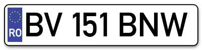 Placuta inmatriculare numar auto  BV-151-BNW, BV 151 BNW, BV151BNW