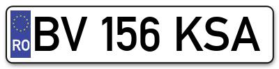 Placuta inmatriculare numar auto  BV-156-KSA, BV 156 KSA, BV156KSA