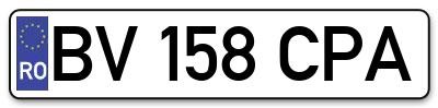 Placuta inmatriculare numar auto  BV-158-CPA, BV 158 CPA, BV158CPA
