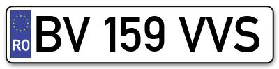 Placuta inmatriculare numar auto  BV-159-VVS, BV 159 VVS, BV159VVS