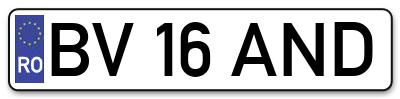 Placuta inmatriculare numar auto  BV-16-AND, BV 16 AND, BV16AND