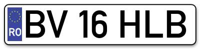 Placuta inmatriculare numar auto  BV-16-HLB, BV 16 HLB, BV16HLB