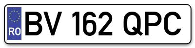 Placuta inmatriculare numar auto  BV-162-QPC, BV 162 QPC, BV162QPC