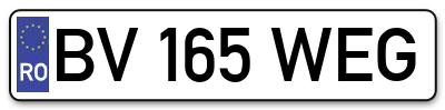 Placuta inmatriculare numar auto  BV-165-WEG, BV 165 WEG, BV165WEG