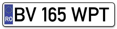 Placuta inmatriculare numar auto  BV-165-WPT, BV 165 WPT, BV165WPT